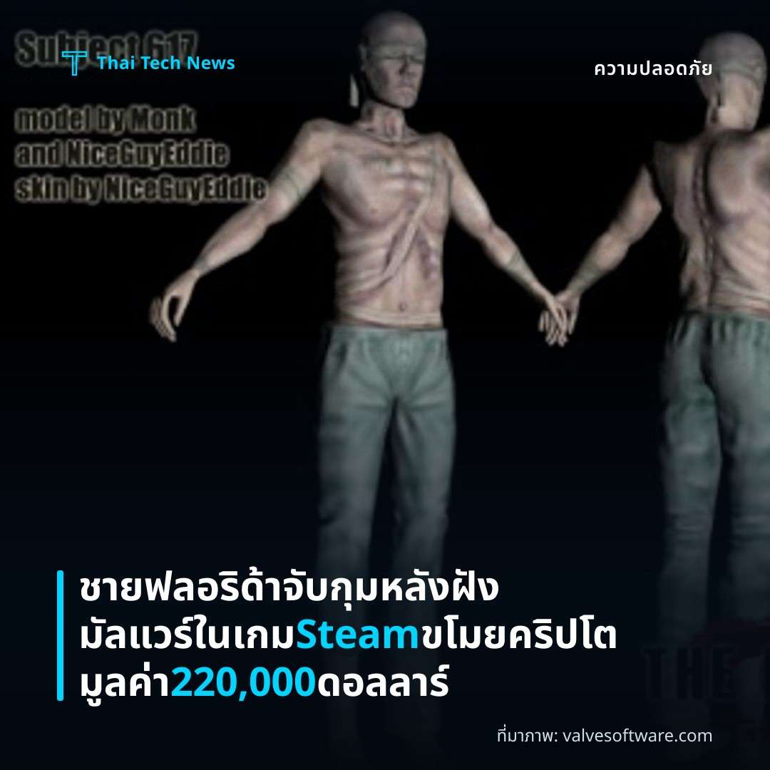 ชายฟลอริด้าจับกุมหลังฝังมัลแวร์ในเกม Steam ขโมยคริปโตมูลค่า 220,000 ดอลลาร์