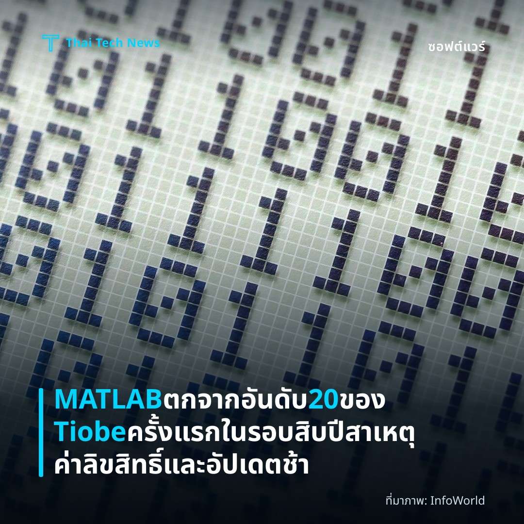 MATLAB ตกจากอันดับ 20 ของ Tiobe ครั้งแรกในรอบสิบปี สาเหตุค่าลิขสิทธิ์และอัปเดตช้า