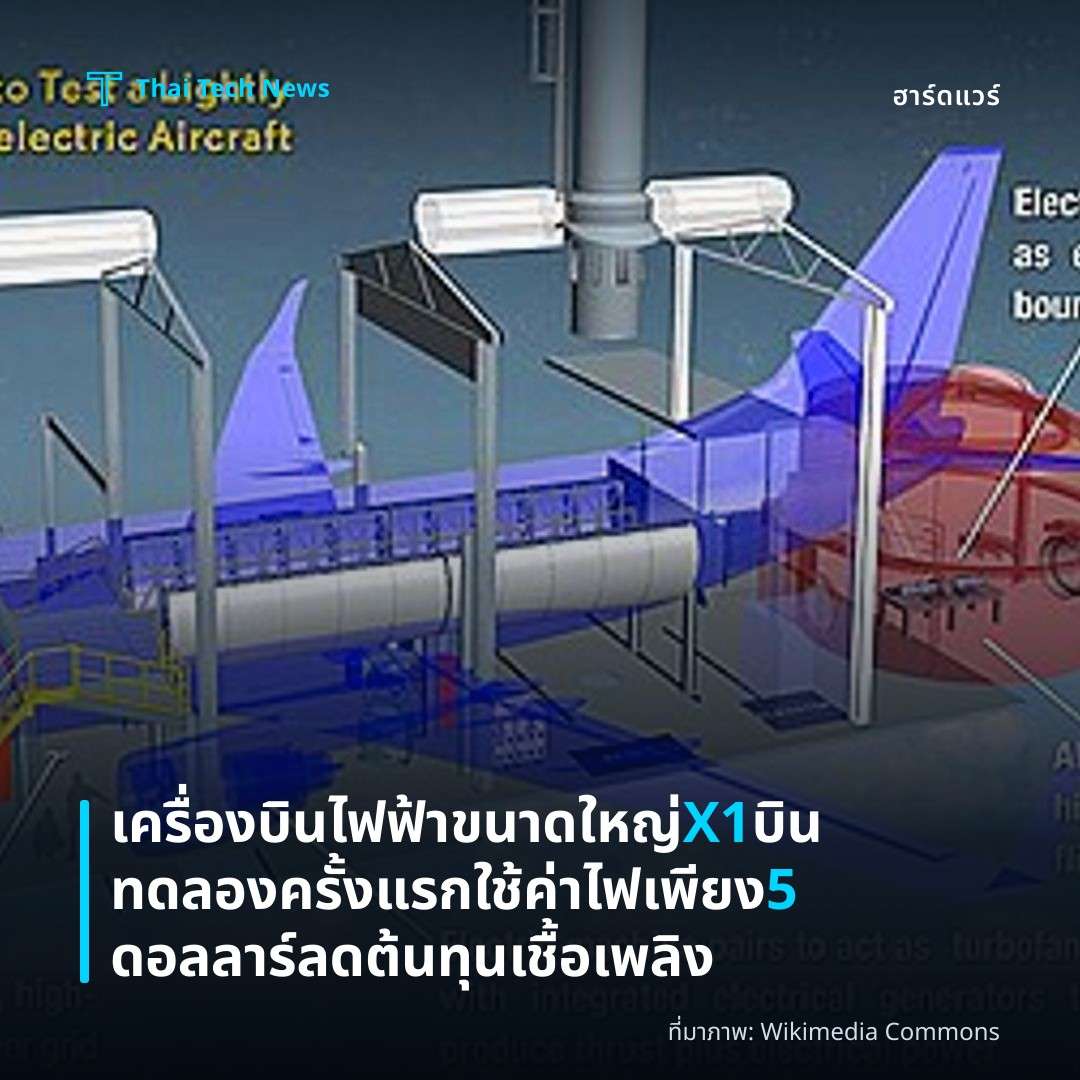 เครื่องบินไฟฟ้าขนาดใหญ่ X1 บินทดลองครั้งแรกใช้ค่าไฟเพียง 5 ดอลลาร์ ลดต้นทุนเชื้อเพลิง