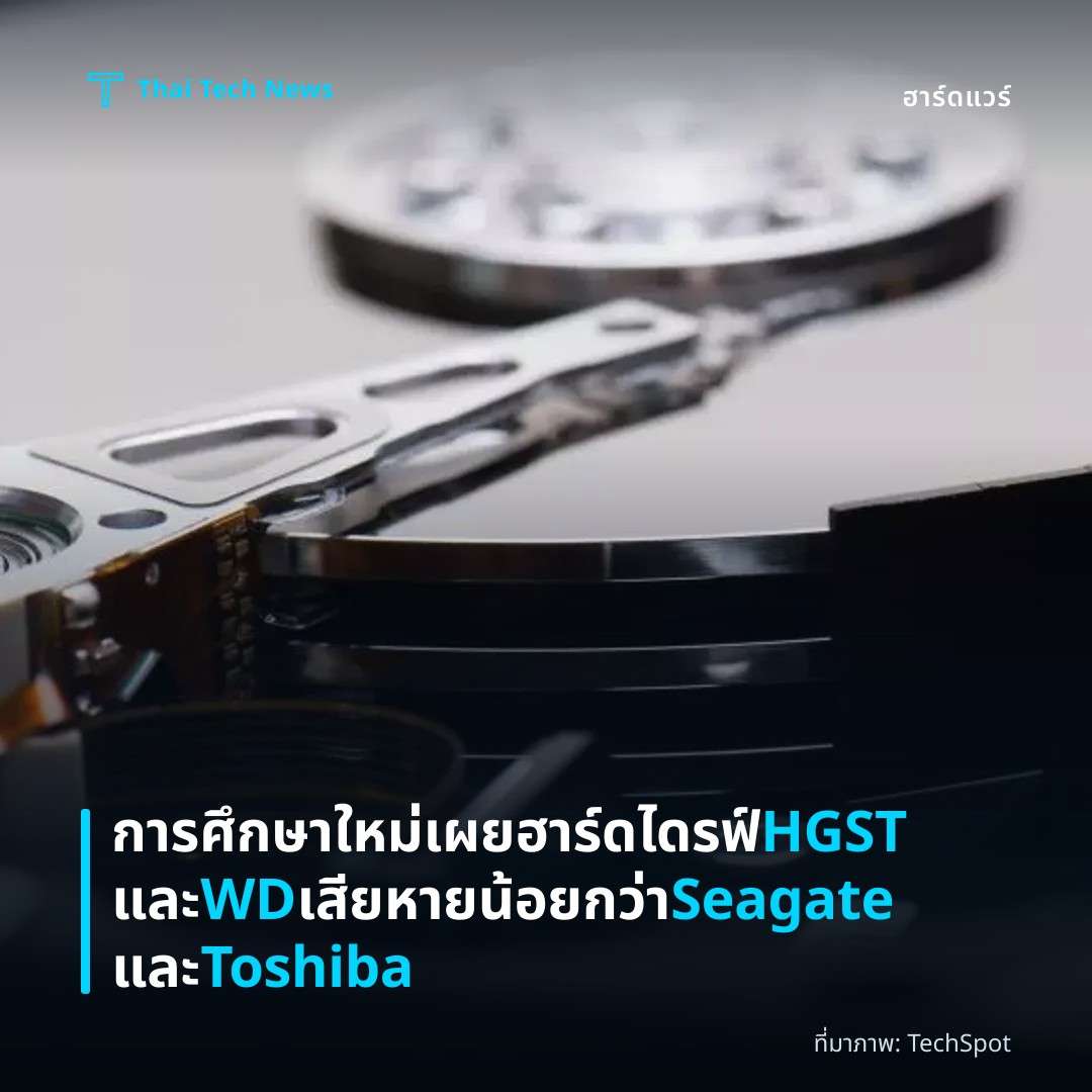 การศึกษาใหม่เผยฮาร์ดไดรฟ์ HGST และ WD เสียหายน้อยกว่า Seagate และ Toshiba