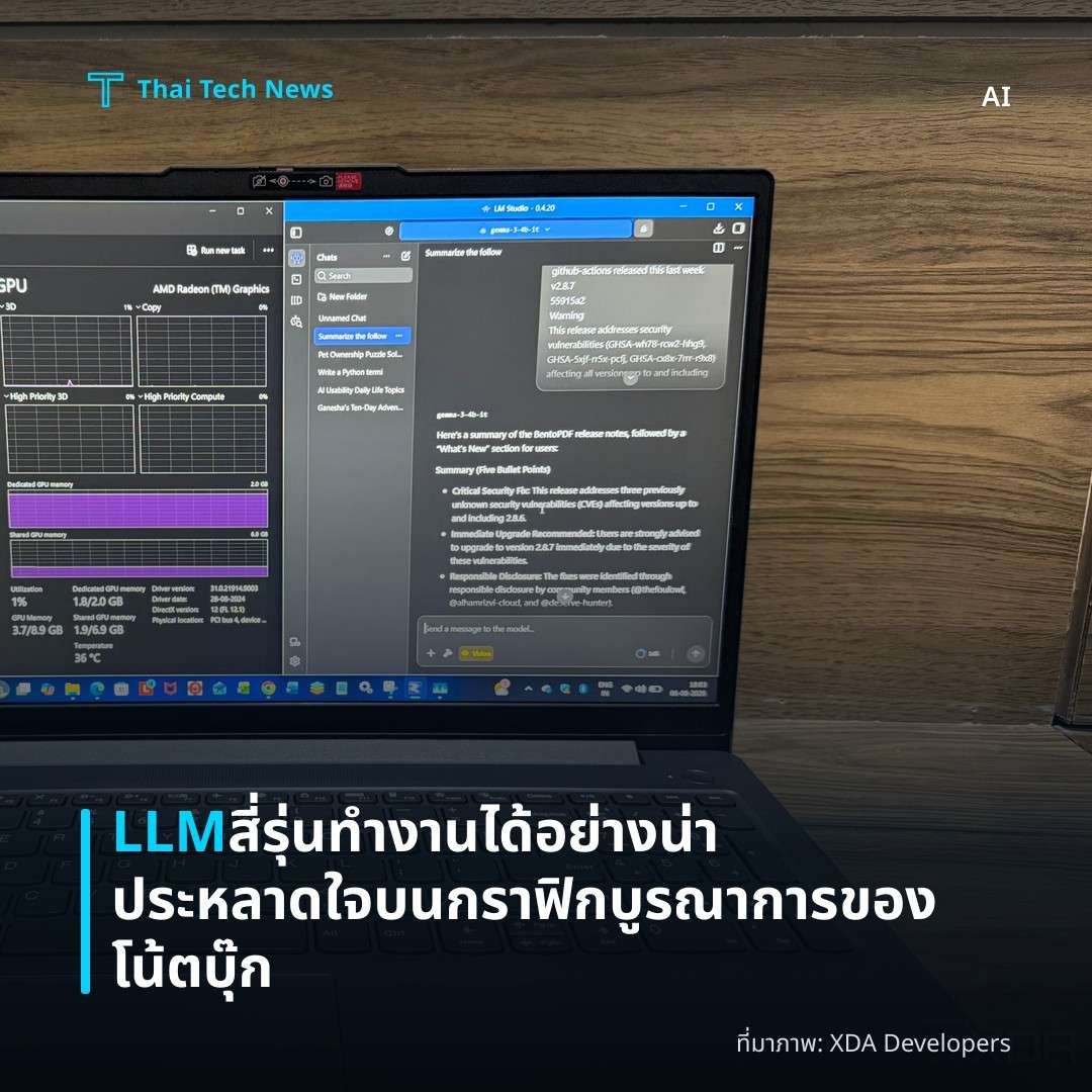 LLM สี่รุ่นทำงานได้อย่างน่าประหลาดใจบนกราฟิกบูรณาการของโน้ตบุ๊ก