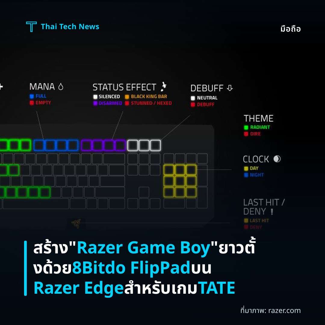 สร้าง “Razer Game Boy” ยาวตั้​งด้วย 8Bitdo FlipPad บน Razer Edge สำหรับเกม TATE