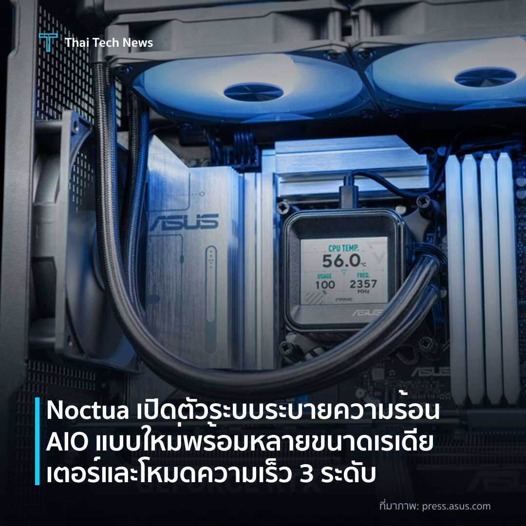 Noctua เปิดตัวระบบระบายความร้อน AIO แบบใหม่พร้อมหลายขนาดเรเดียเตอร์และโหมดความเร็ว 3 ระดับ