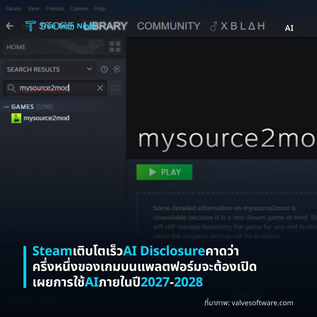 Steam เติบโตเร็ว AI Disclosure คาดว่าครึ่งหนึ่งของเกมบนแพลตฟอร์มจะต้องเปิดเผยการใช้ AI ภายในปี 2027‑2028