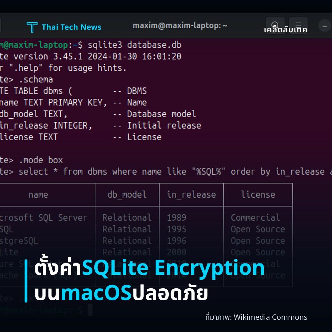 วิธีตั้งค่าและใช้ SQLite Encryption Extension บน macOS อย่างปลอดภัย