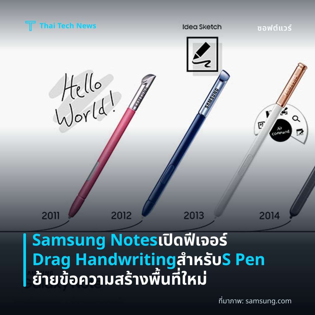 Samsung Notes เปิดฟีเจอร์ Drag Handwriting สำหรับ S Pen ย้ายข้อความสร้างพื้นที่ใหม่