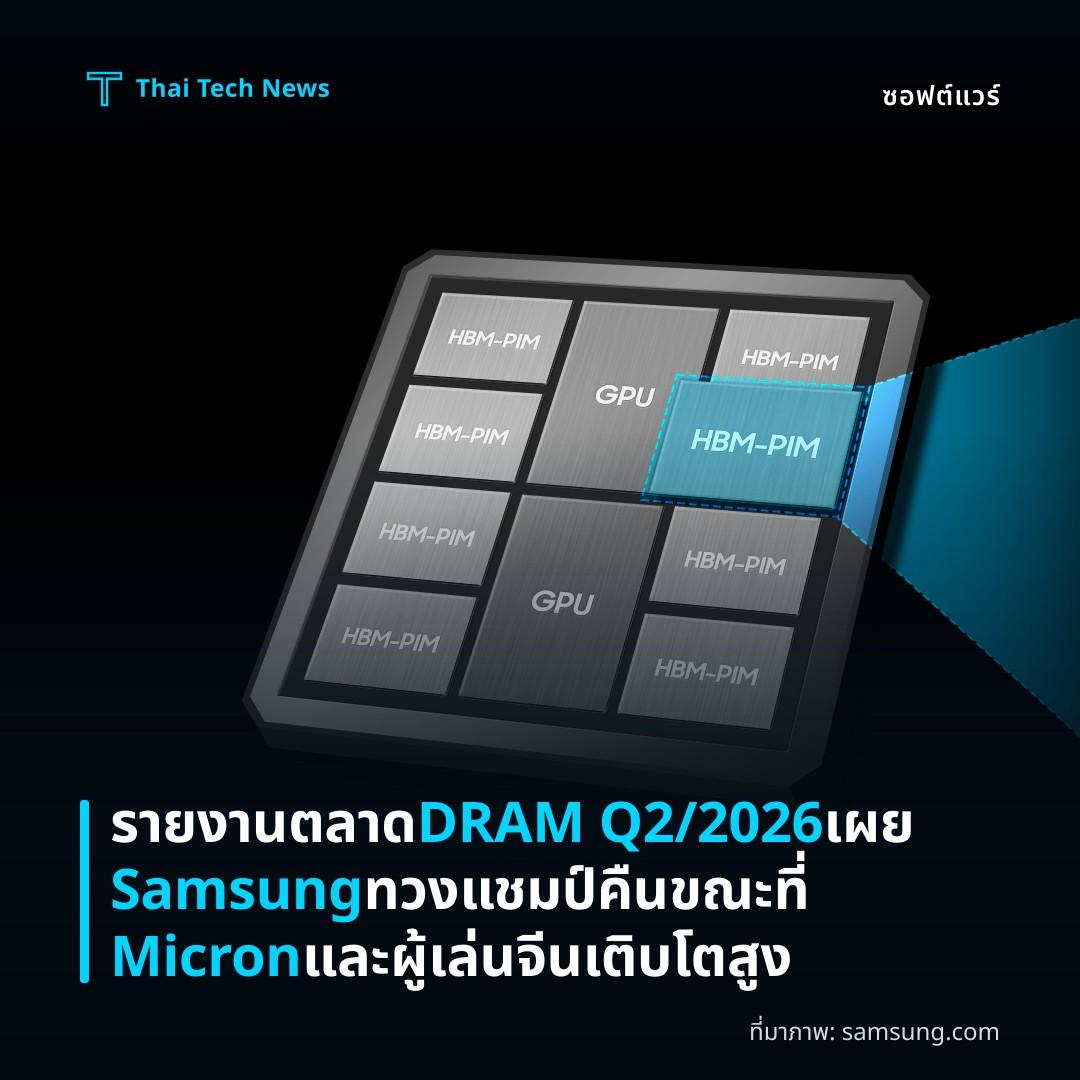 รายงานตลาด DRAM Q2/2026 เผย Samsung ทวงแชมป์คืน ขณะที่ Micron และผู้เล่นจีนเติบโตสูง