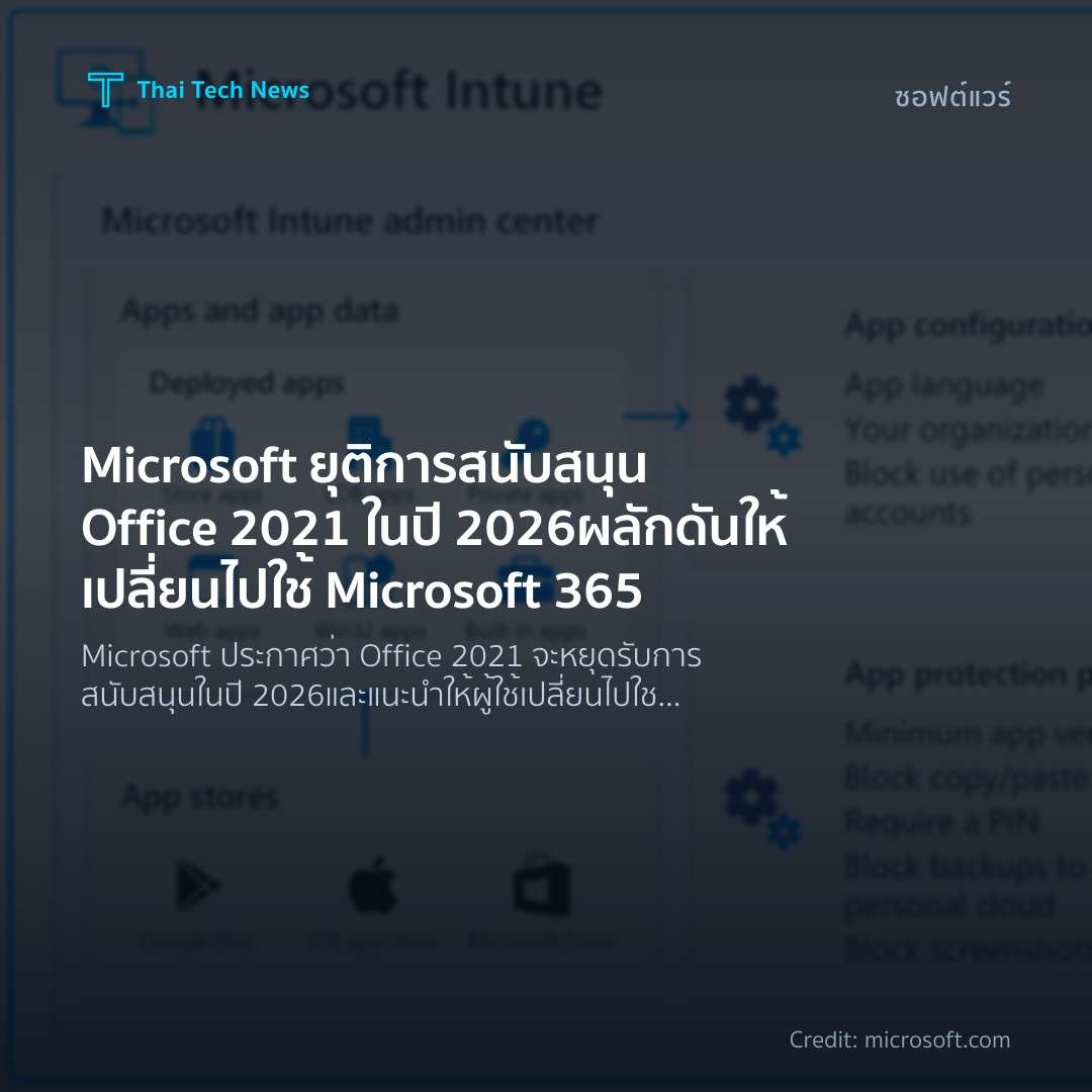 Microsoft ยุติการสนับสนุน Office 2021 ในปี 2026 ผลักดันให้เปลี่ยนไปใช้ Microsoft 365