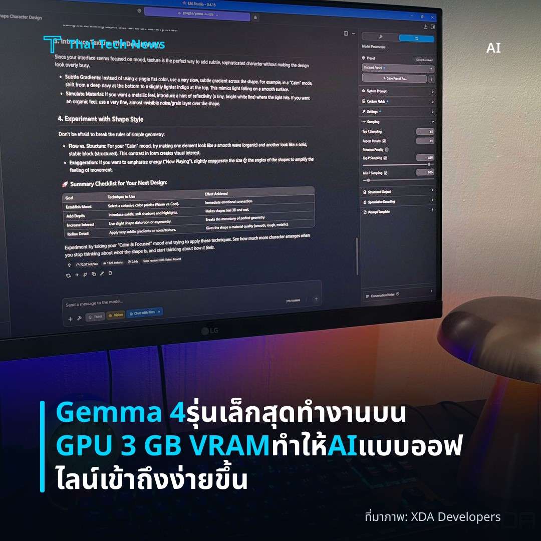 Gemma 4 รุ่นเล็กสุดทำงานบน GPU 3 GB VRAM ทำให้ AI แบบออฟไลน์เข้าถึงง่ายขึ้น
